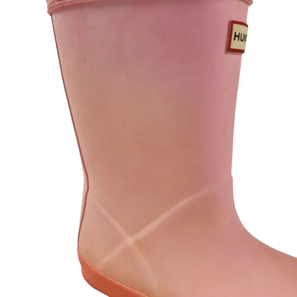 HUNTER Boots KIDS Girls Size UK 8 US 10 Pink Rain Rubber Pull On Waterproof